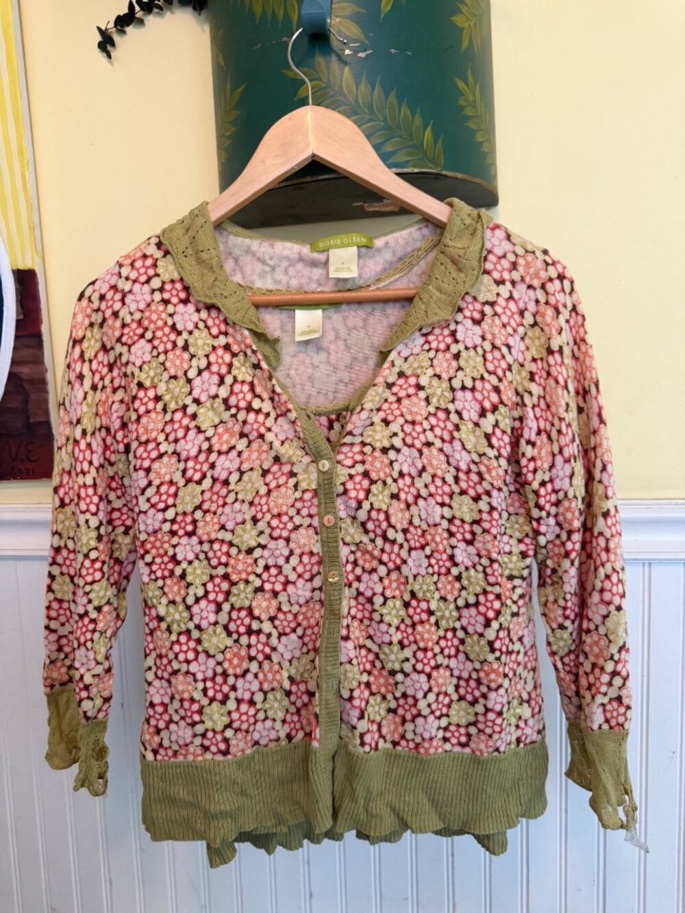 Sigrid Olsen Floral Knit Tank Cardigan Set M/S